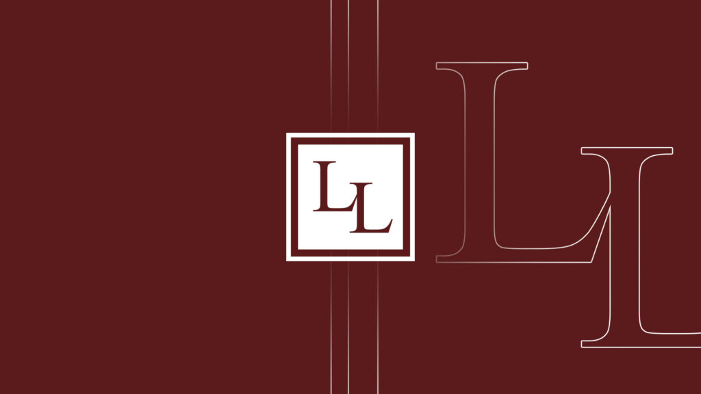 The Lambros Law Logo on red background